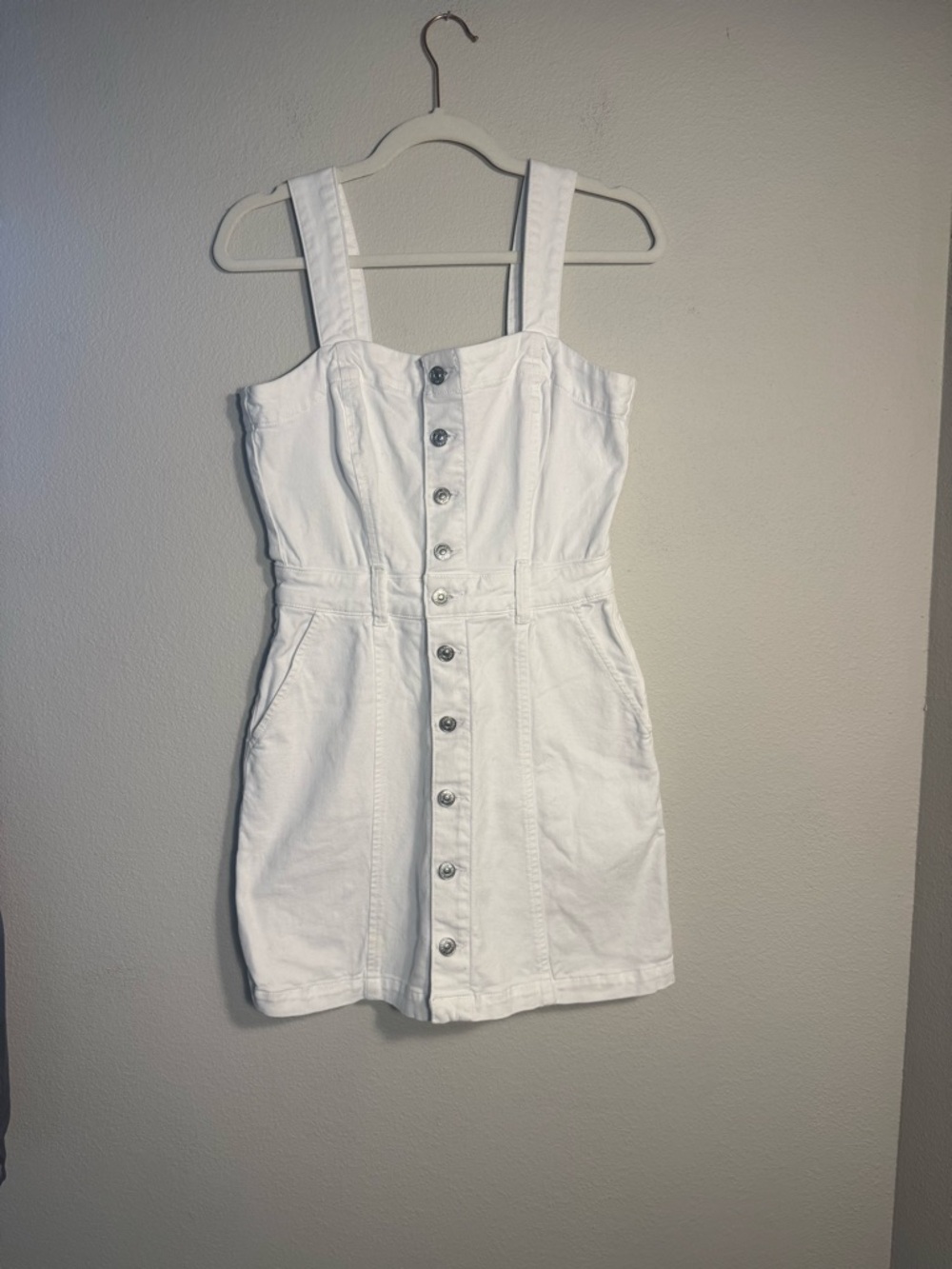 PAIGE Maddy Denim Button-Front Mini Dress White 4 minimalist western revolve